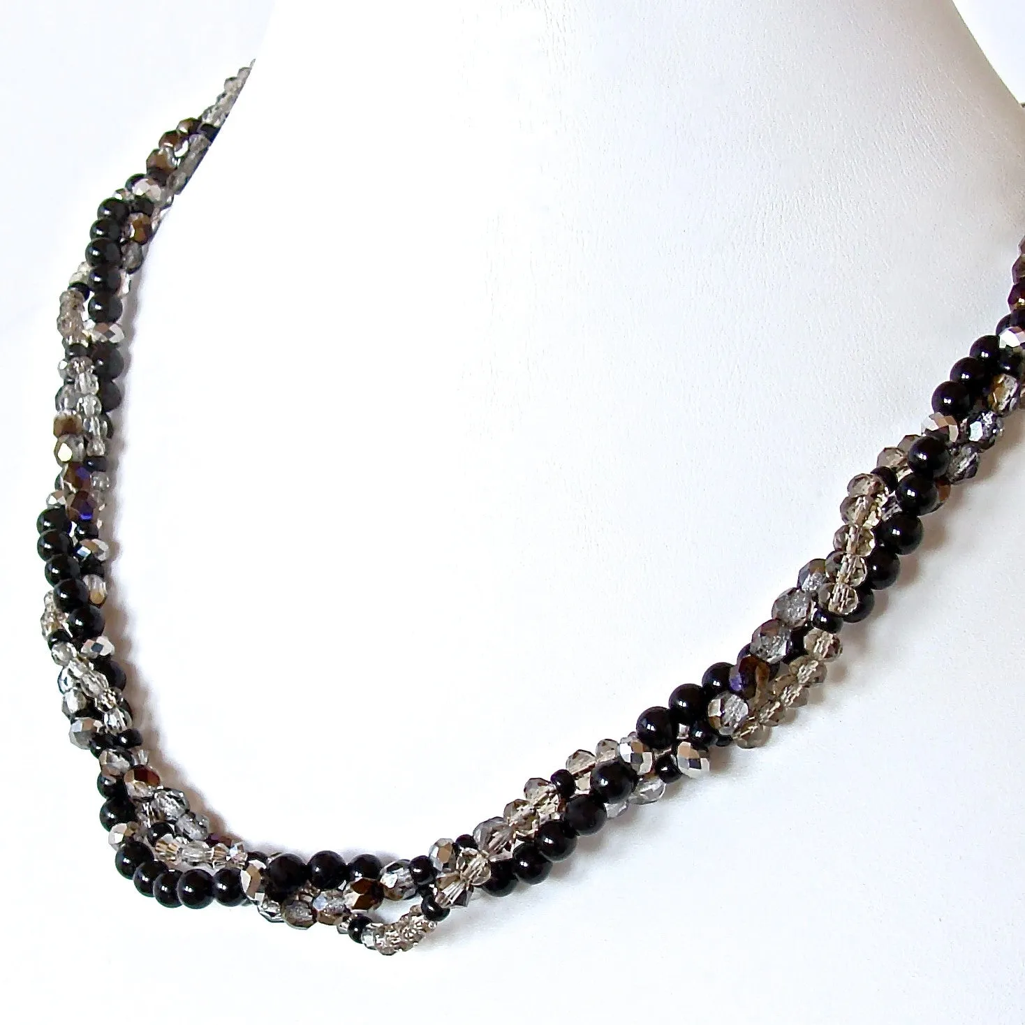 Twister: Handmade Black and Silver Necklace