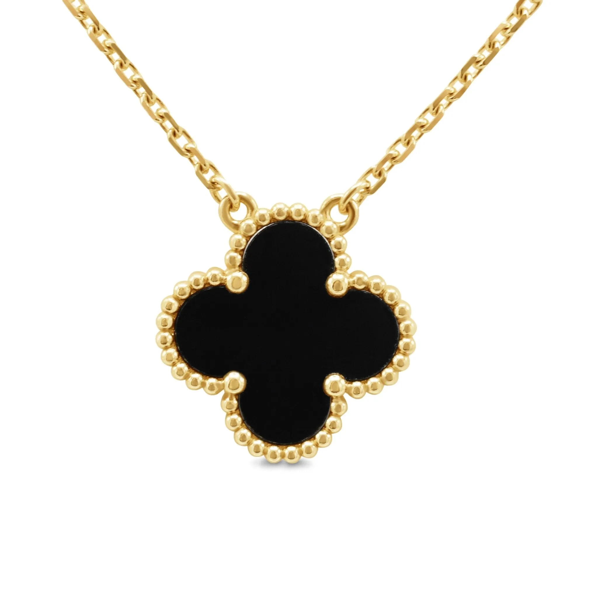 Van Cleef & Arpels Onyx Vintage Alhambra Pendant Necklace