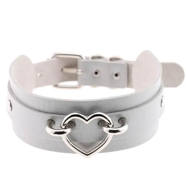 Vegan Leather Heart Collar