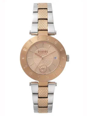 Versus Versace LOGO 34mm Womens Silver & Rose Gold Watch VSP772618