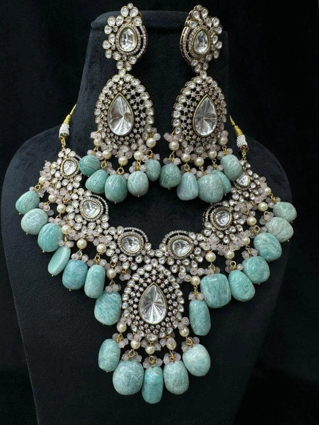 Victorian Semiprecious Pearl Drop Necklace