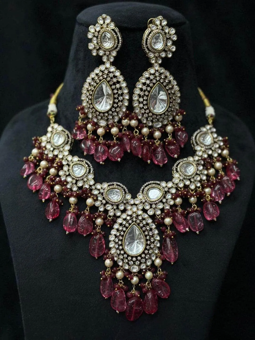 Victorian Semiprecious Pearl Drop Necklace