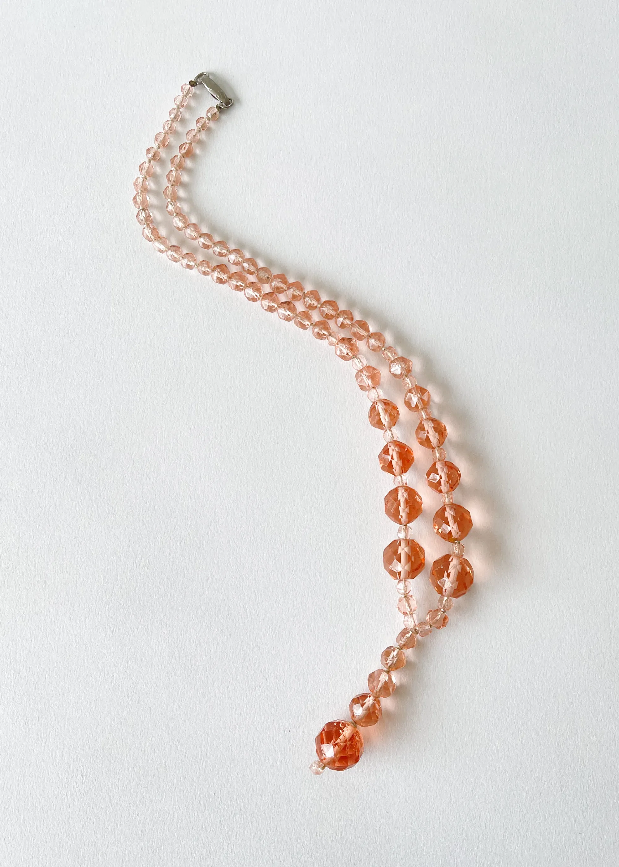 Vintage 1930s Pink Crystal Bead Necklace