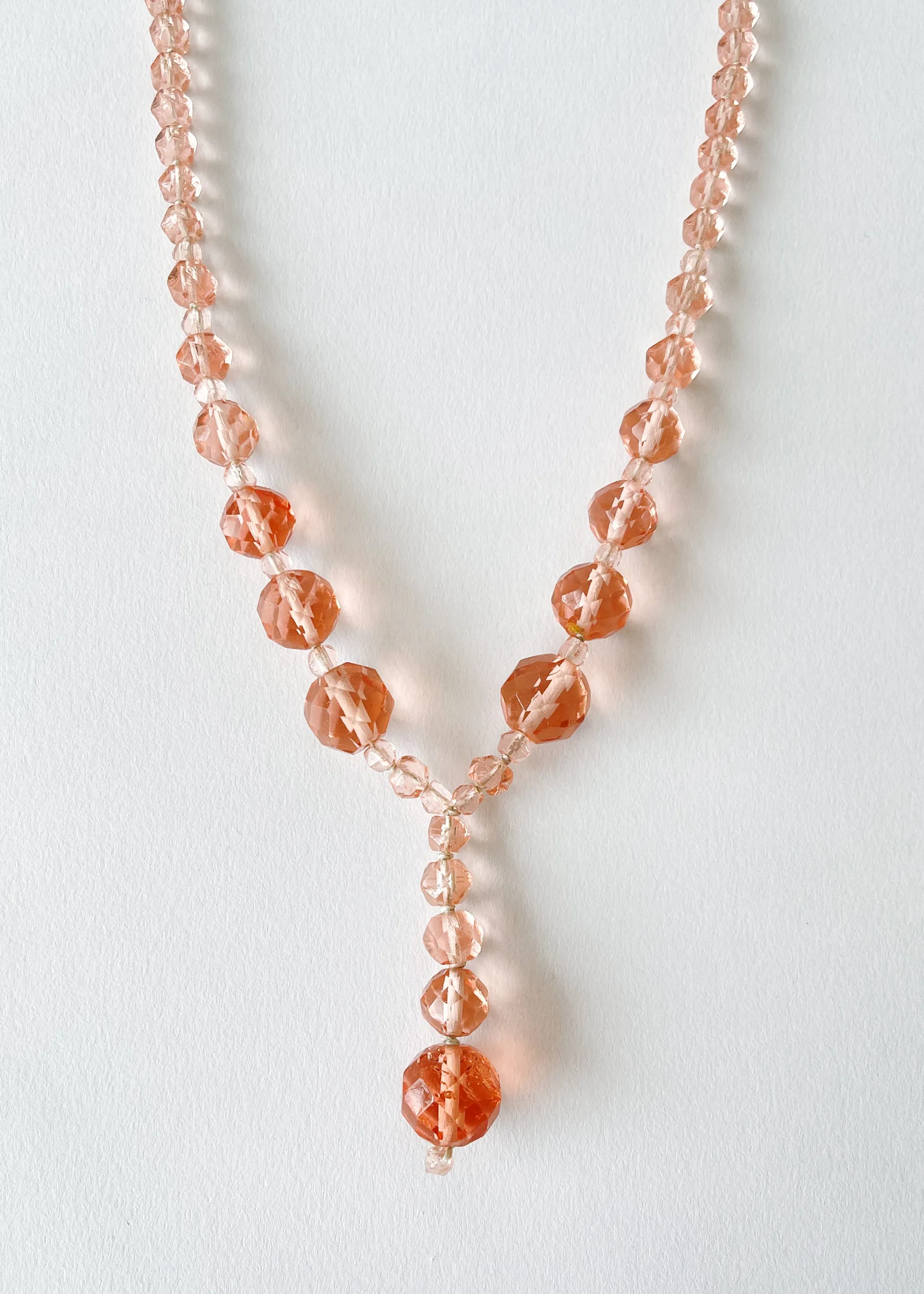 Vintage 1930s Pink Crystal Bead Necklace