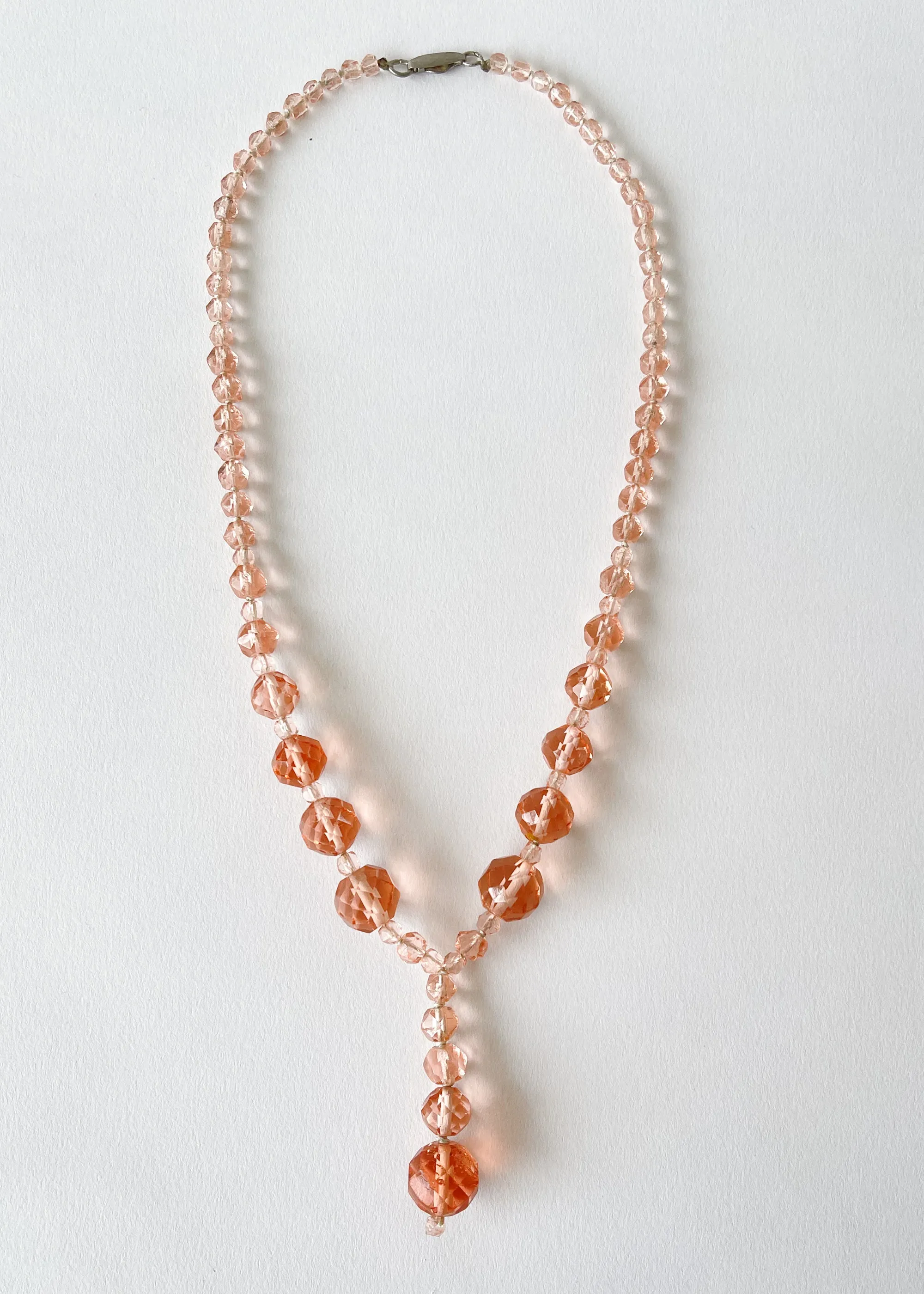 Vintage 1930s Pink Crystal Bead Necklace