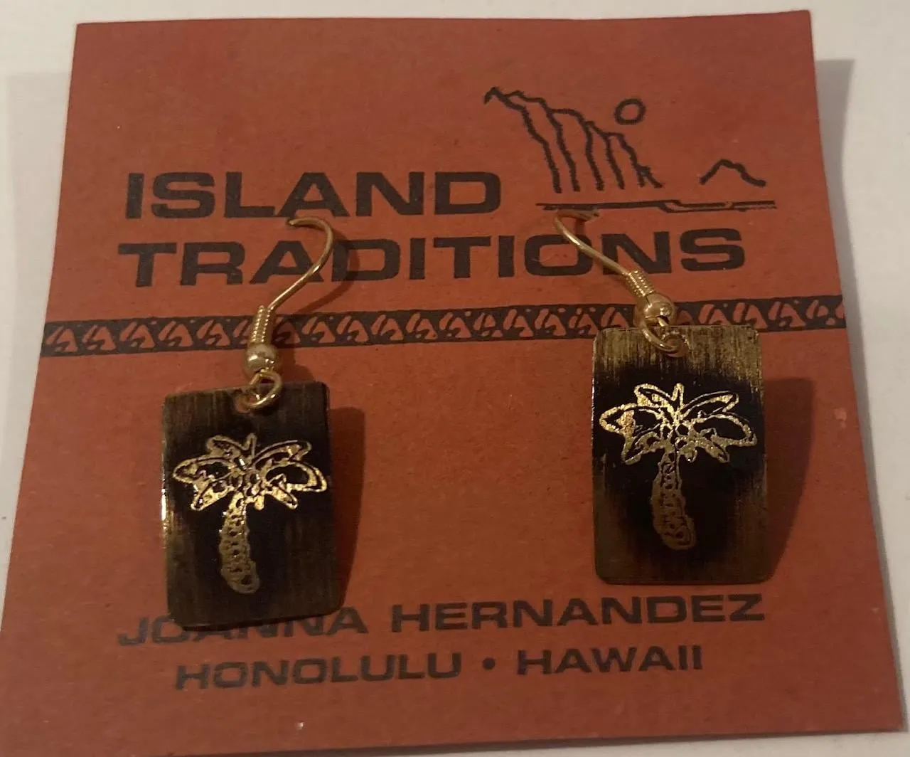 Vintage Island Traditions Choker Beaded Necklace and Earrings, Honolulu, Hawaii, Palm Tree, Quality, Hand Crafted, Jewelry