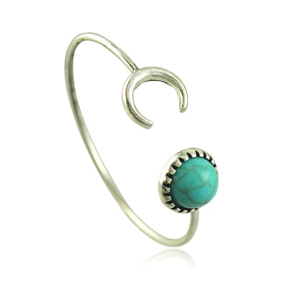 Vintage Silver Plated Turquoise Bangle Bracelet