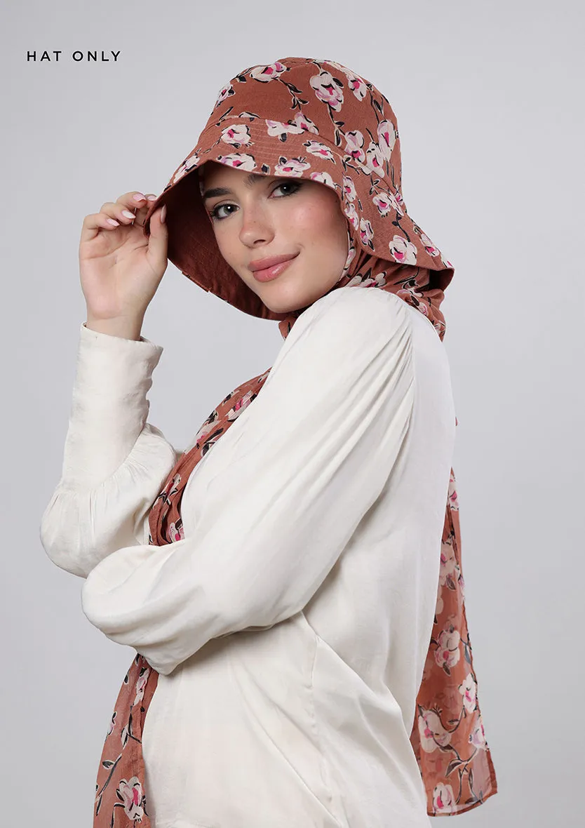 White Bloom- Bucket Hat- Printed Crinkled Chiffon