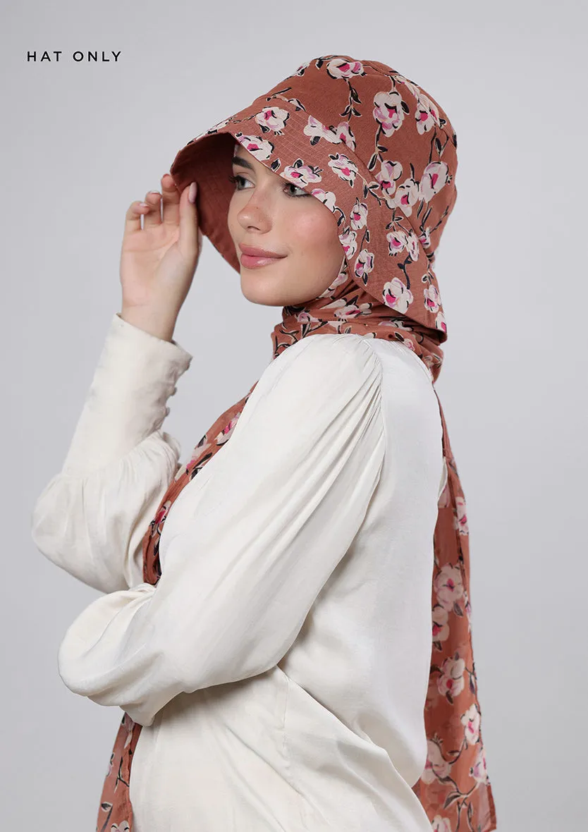 White Bloom- Bucket Hat- Printed Crinkled Chiffon