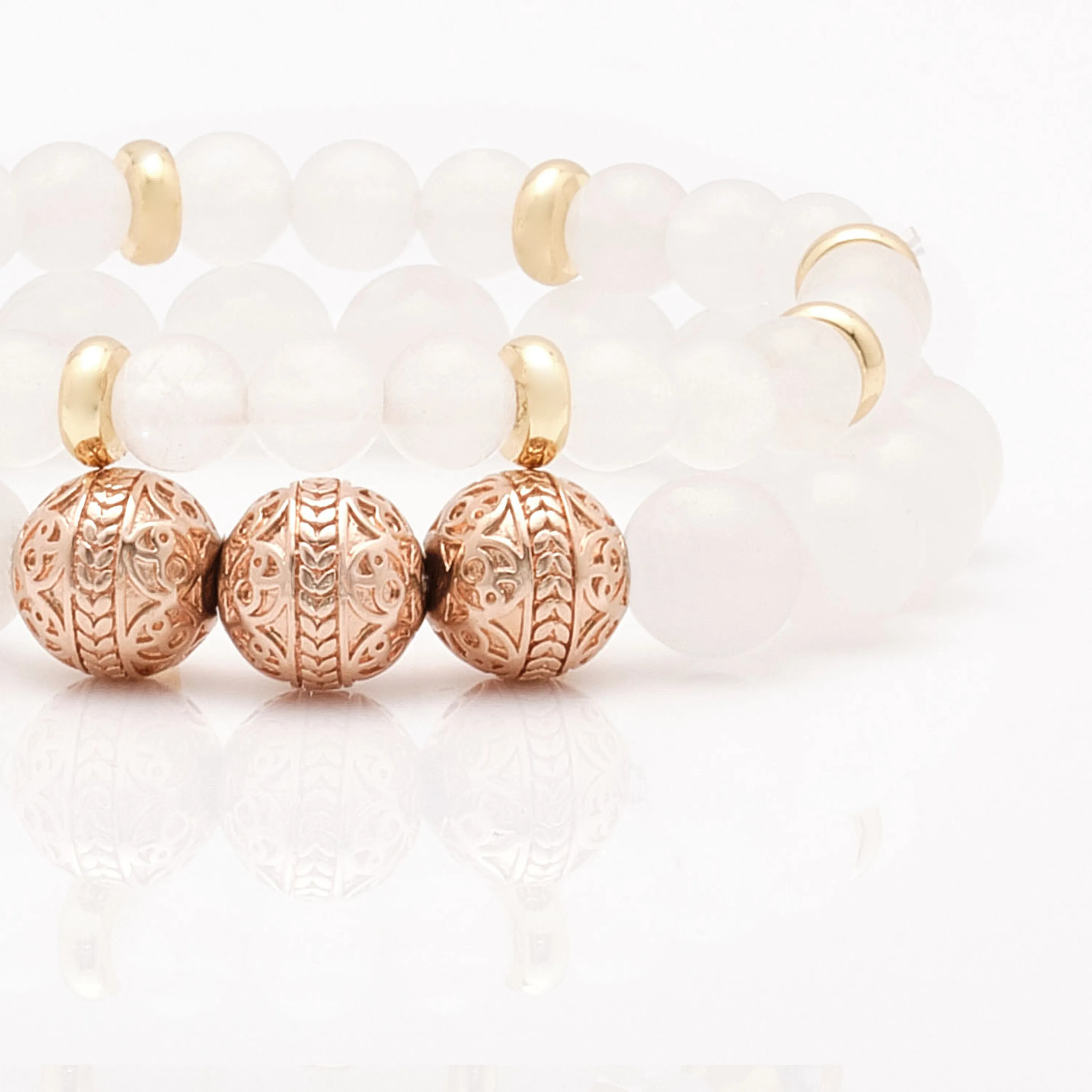 White Jade Rose Gold Bracelet with White Jade Bracelet