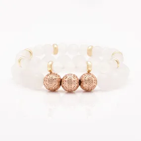 White Jade Rose Gold Bracelet with White Jade Bracelet