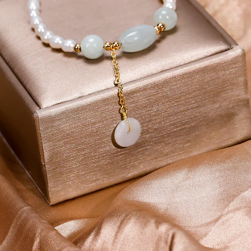 Wholesale Sterling Silver Bracelet with Pearl Jade Pendant