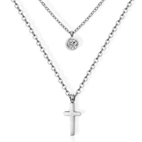 Women's Christian Necklace <br> Choker Diamond (Steel)