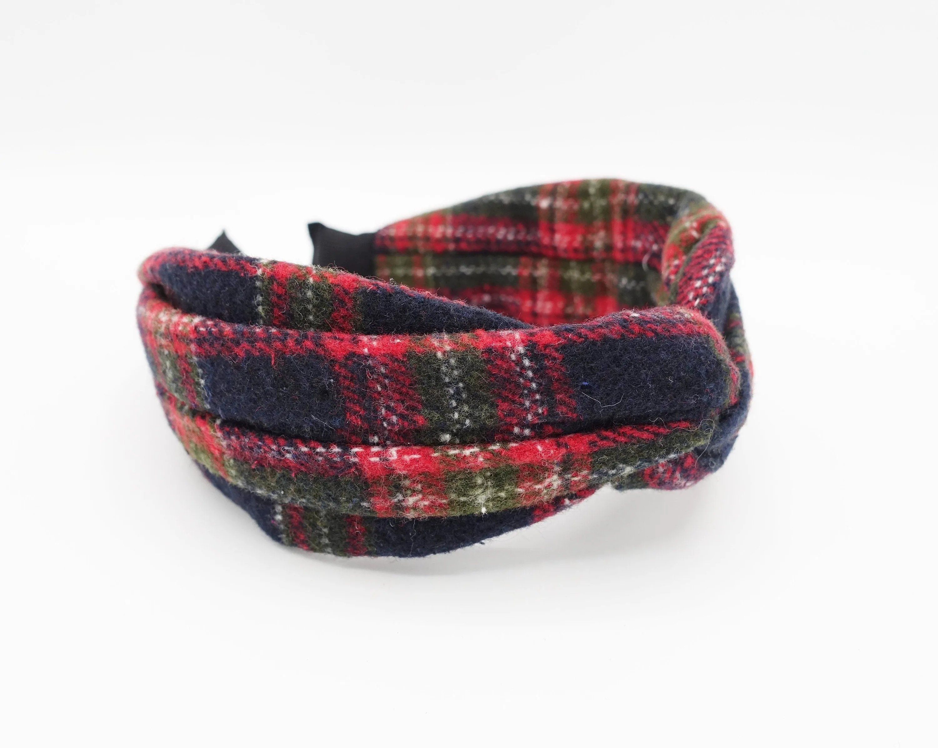 woolen plaid headband cross twist hairband Winter hair accessory for women