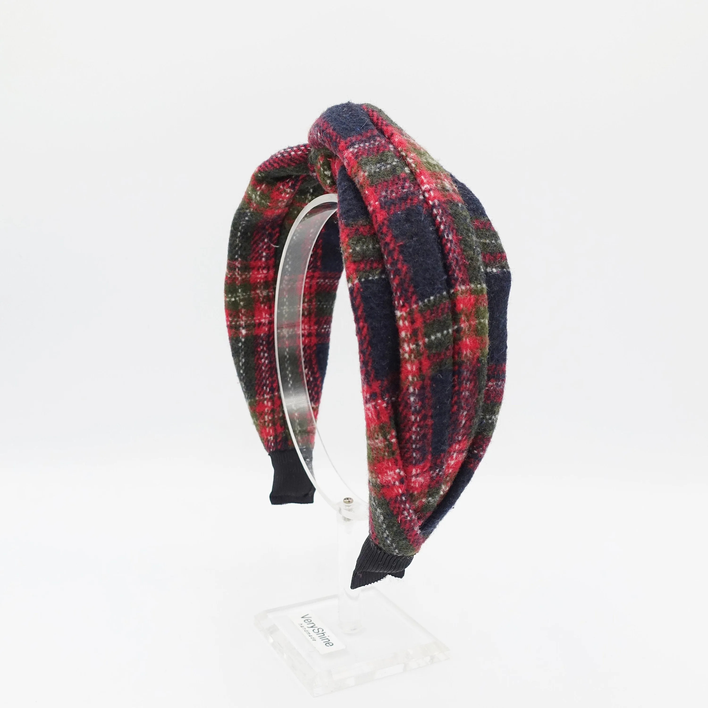 woolen plaid headband cross twist hairband Winter hair accessory for women