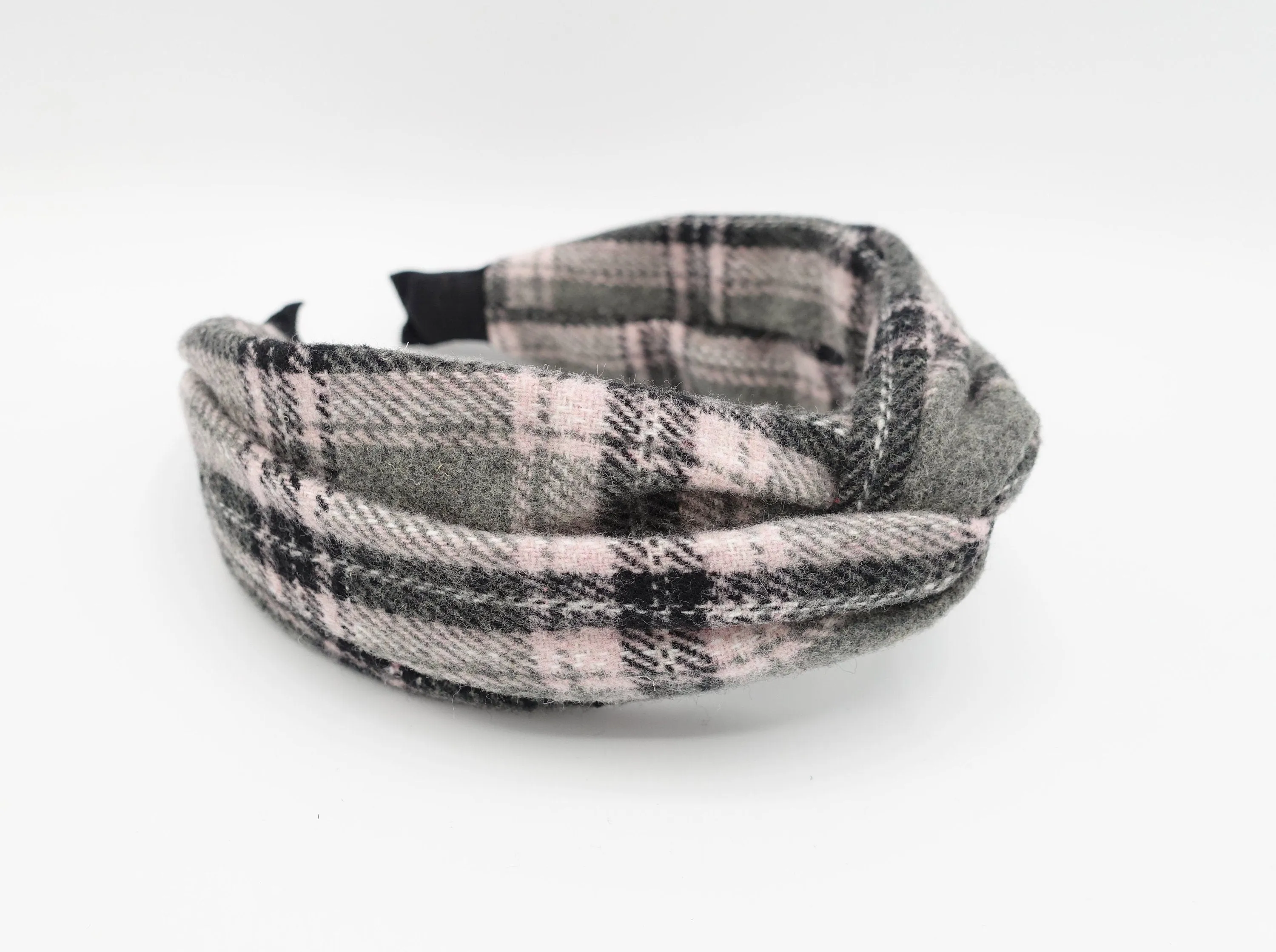 woolen plaid headband cross twist hairband Winter hair accessory for women